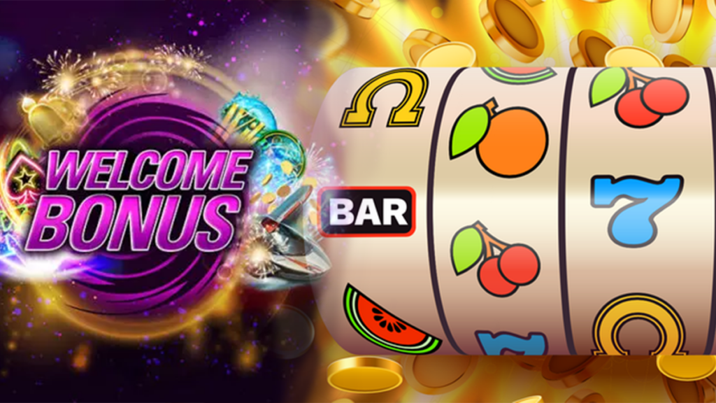 Casino welcome bonus with slot machine reel